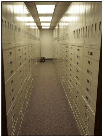 family-history-library-microfilm-cabinets-salt-lake-city photograph of microfilm drawers inside the Family History Library, Salt Lake City, Utah