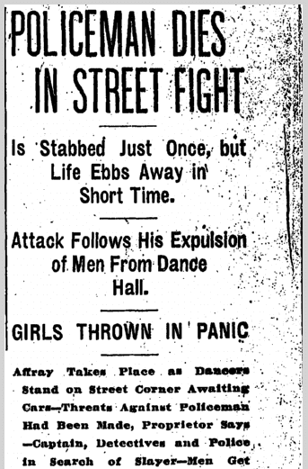plain-dealer-newspaper-0328-1907-albert-sluka's-murder Policeman Dies in Street Fight, Plain Dealer newspaper article, 28 March 1907