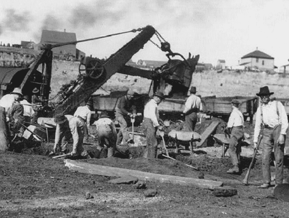 Photo: miners at work on the Mesabi Range in northeast Minnesota, 1903. Credit: Frances Benjamin Johnston; Library of Congress, Prints and Photographs Division.