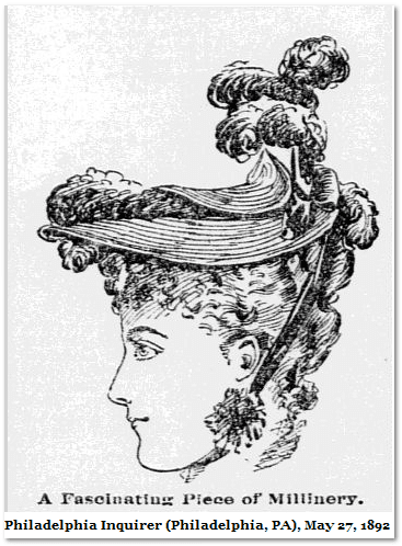 illustration-1022-2012-ladies-hats illustration of lady's hat, Philadelphia Inquirer newspaper 27 May 1892