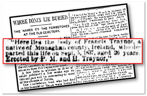 macon-telegram-newspaper-0225-1891-cemetery cemetery inscriptions, Macon Telegram newspaper article 25 February 1891