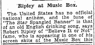 oregonian-newspaper-1105-1930-ripley Ripley at Music Box, Oregonian newspaper article 5 November 1930