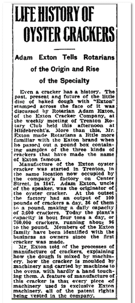 trenton-evening-times-newspaper-0531-1917-oyster-crackers Life History of Oyster Crackers, Trenton Evening Times newspaper article 31 May 1917