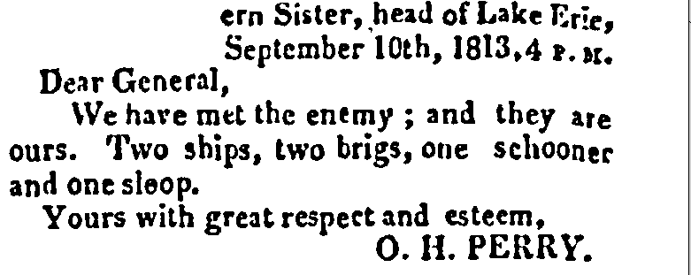 american-and-commercial-daily-advertiser-newspaper-0923-1813-perry-battle-lake-erie article about the U.S. winning the Battle of Lake Erie over the British during the War of 1812, American and Commercial Daily Advertiser newspaper 23 September 1813
