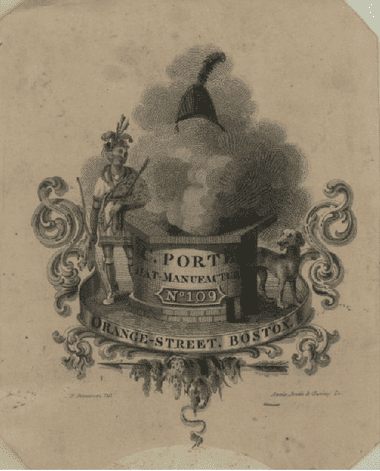 illustration-0909-2013-porter-hat-company-advertising-card Advertising card from 1830 for C. C. Porter Hat Manufacturing Company