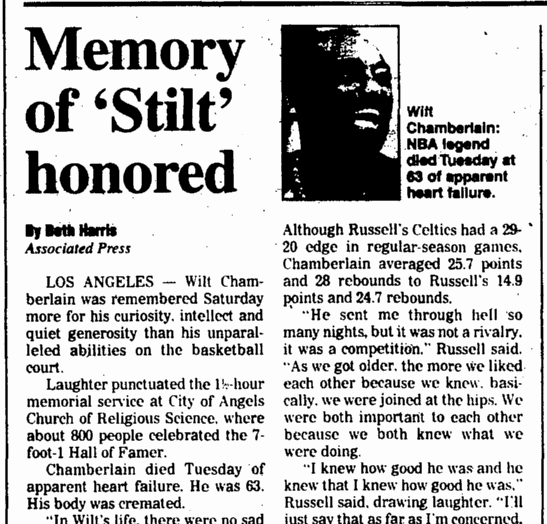 augusta-chronicle-newspaper-1017-1999-wilt-chamberlain-memorial-service Memory of 'Stilt' Honored, Augusta Chronicle newspaper article 17 October 1999