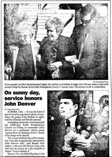 register-star-newspaper-1018-1997-john-denver-funeral On Sunny Day, Service Honors John Denver, Register Star newspaper article 18 October 1997