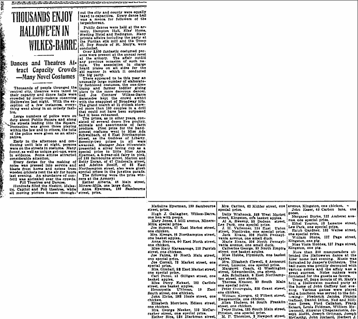 wilkes-barre-times-leader-newspaper-1101-1922-halloween-costumes-contest Thousands Enjoy Hallowe'en in Wilkes-Barre, Wilkes-Barre Times-Leader newspaper article 1 November 1922