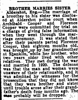 augusta-chronicle-newspaper-0808-1926-brother-sister-marry Brother Marries Sister, Augusta Chronicle newspaper article 8 August 1926