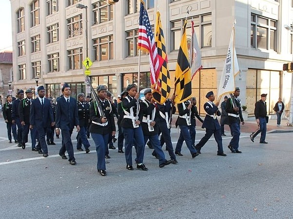 Photo: Veterans Day parade in Baltimore, Maryland, 2016. Credit: Elvert Barnes; Wikimedia Commons.