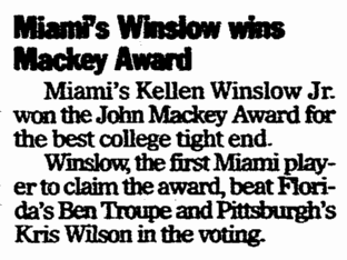 register-star-newspaper-1211-2003-kellen-winslow-jr Miami's Kellen Winslow Wins Mackey Award, Register Star newspaper article 11 December 2003