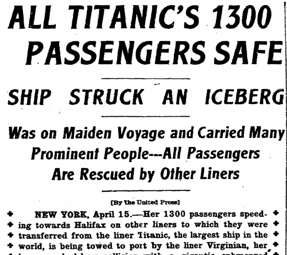 riverside-daily-press-newspaper-0415-1912-titanic-sinking article about the sinking of the Titanic, Riverside Daily Press newspaper article 15 April 1912