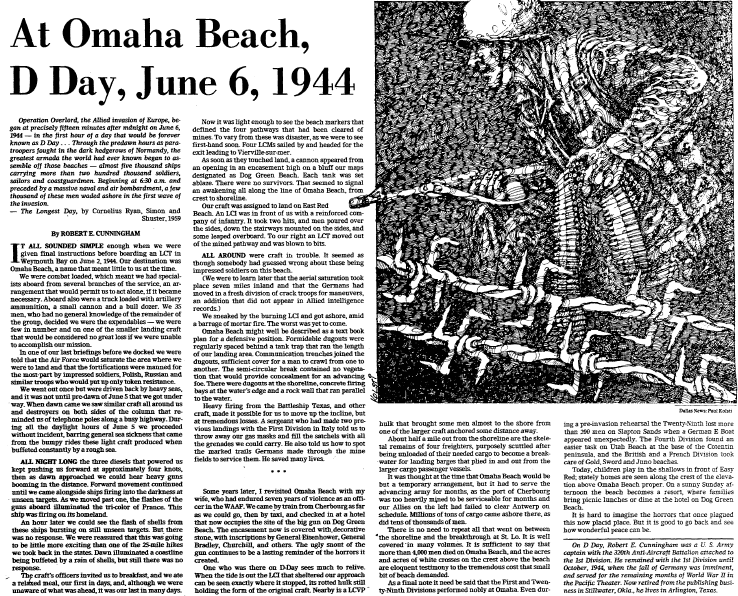 dallas-morning-news-newspaper-0603-1979-omaha-beach-d-day At Omaha Beach, D Day, June 6, 1944, Dallas Morning News newspaper article 3 June 1979
