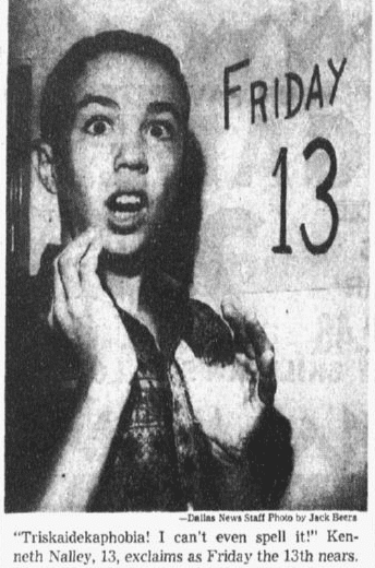 dallas-morning-news-newspaper-0913-1963-friday-the-13th article about Friday the 13th, Dallas Morning News newspaper article 13 September 1963