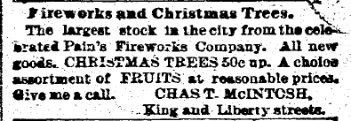 charleston-news-and-courier-newspaper-0103-1895-christmas-trees-fireworks-ad ad for Christmas trees and fireworks, Charleston News and Courier newspaper advertisement 3 January 1895