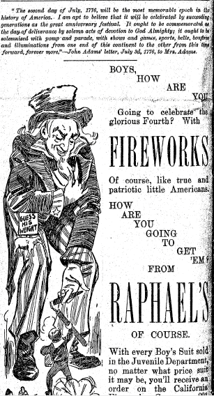 san-francisco-chronicle-newspaper-0625-1893-fireworks-ad ad for fireworks, San Francisco Chronicle newspaper advertisement, 25 June 1893