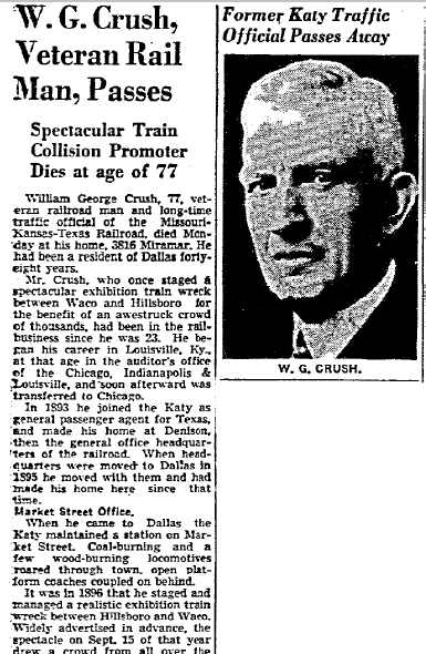 dallas-morning-news-newspaper-0413-1943-william-crush-obituary obituary for William G. Crush, Dallas Morning News newspaper article 13 April 1943