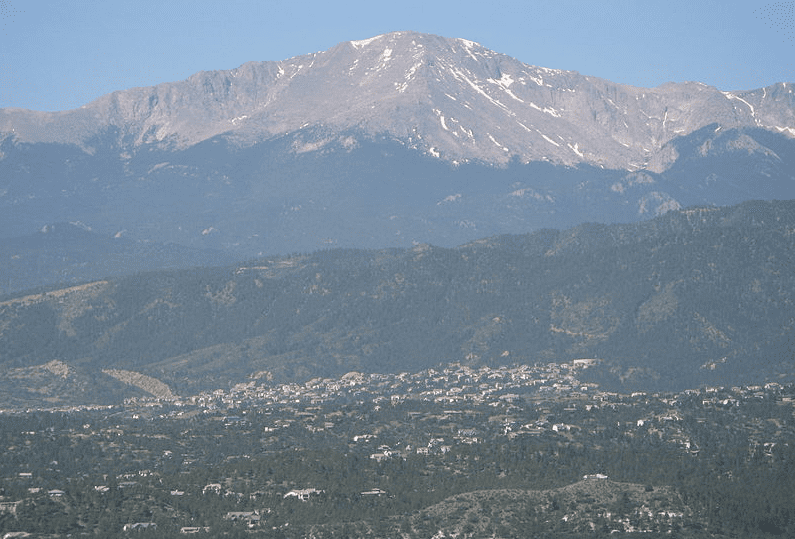 photo-0916-2014-pikes-peak photo of Pikes Peak, rising above present-day Colorado Springs, Colorado