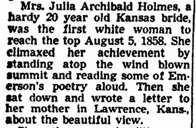 sacramento-bee-newspaper-0810-1950-julia-holmes article about Julia Archibald Holmes, Sacramento Bee newspaper article 10 August 1950