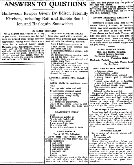 boston-herald-newspaper-1028-1931-halloween-recipes Halloween recipes, Boston Herald newspaper article 28 October 1931
