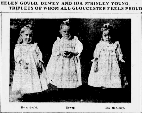 boston-journal-newspaper-0303-1904-mckinley-triplets article about the McKinley triplets, Boston Journal newspaper article 3 March 1904