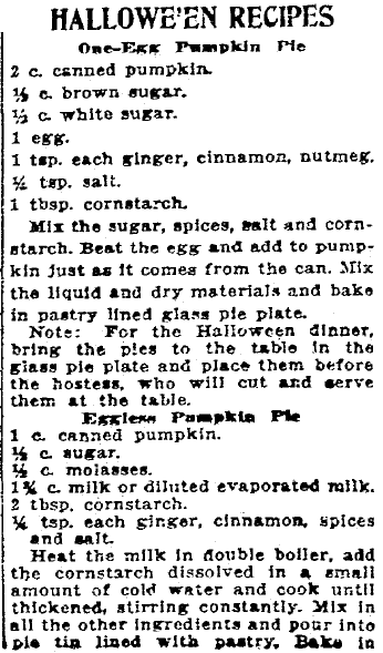 patriot-newspaper-1017-1919-halloween-recipes Halloween recipes, Patriot newspaper article 17 October 1919