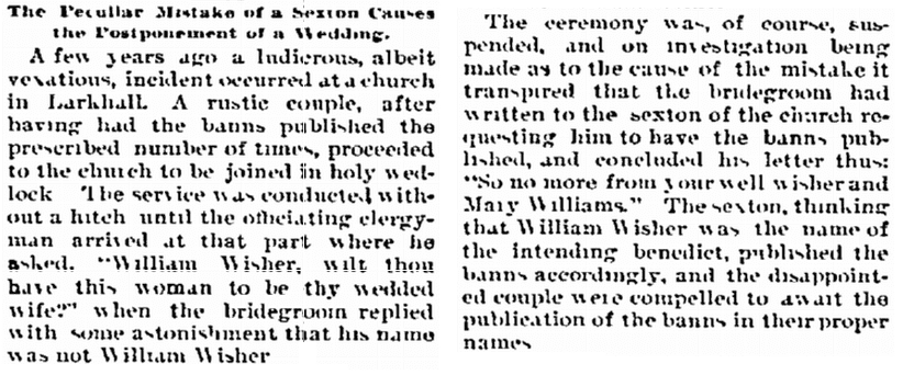 biloxi-herald-newspaper-1216-1893-wedding-banns article about wedding banns, Biloxi Herald newspaper article 16 December 1893