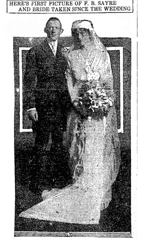 evening-times-newspaper-1129-1913-sayre-wilson-wedding-photo wedding photo for Frances Bowes Sayre and Jessie Wilson, Evening Times newspaper article 29 November 1913