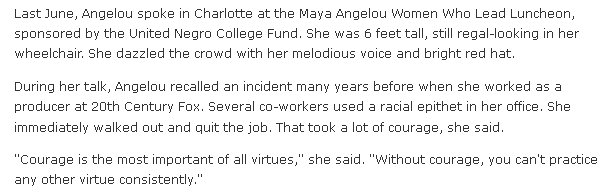 charlotte-observer-newspaper-0529-2014-maya-angelou-obituary obituary for Maya Angelou, Charlotte Observer newspaper article 29 May 2014