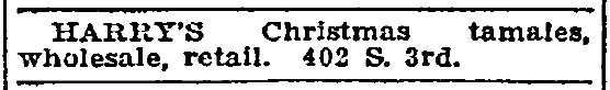 idaho-statesman-newspaper-1221-1912-tamales-ad tamales for sale ad, Idaho Statesman newspaper advertisement 21 December 1912