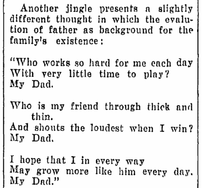 poem for Father's Day, Daily Herald newspaper article 11 June 1930