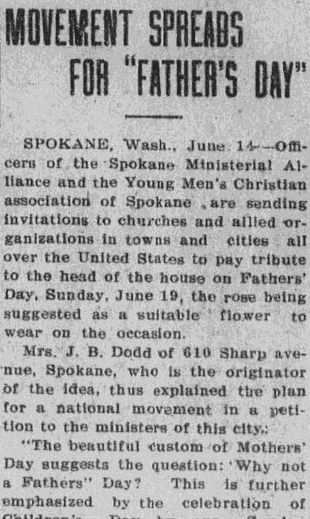 Movement Spreads for "Father's Day," Tucson Daily Citizen newspaper article 14 June 1910