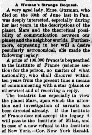 article about Mrs. Gruzman's bequest, Macon Telegraph newspaper article 24 January 1892