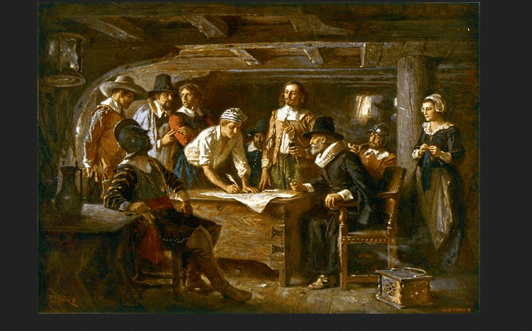 Painting: “The Mayflower Compact, 1620,” by Jean Leon Gerome Ferris