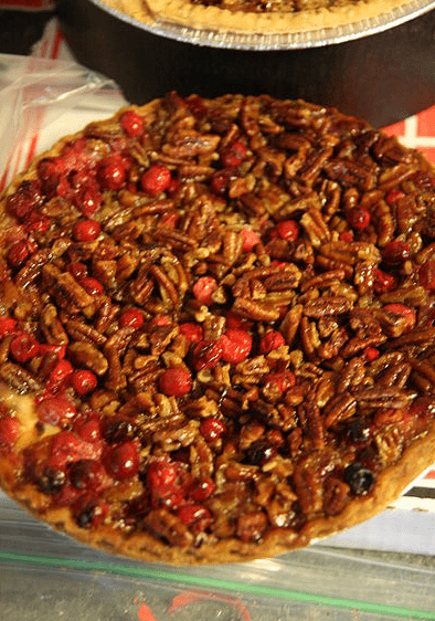 photo of a cranberry-pecan pie