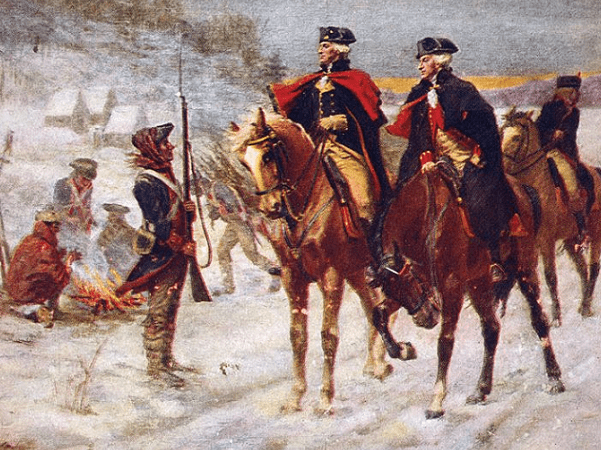 Illustration: "George Washington and Lafayette at Valley Forge" by John Ward Dunsmore, 1907. Credit: Wikimedia Commons.