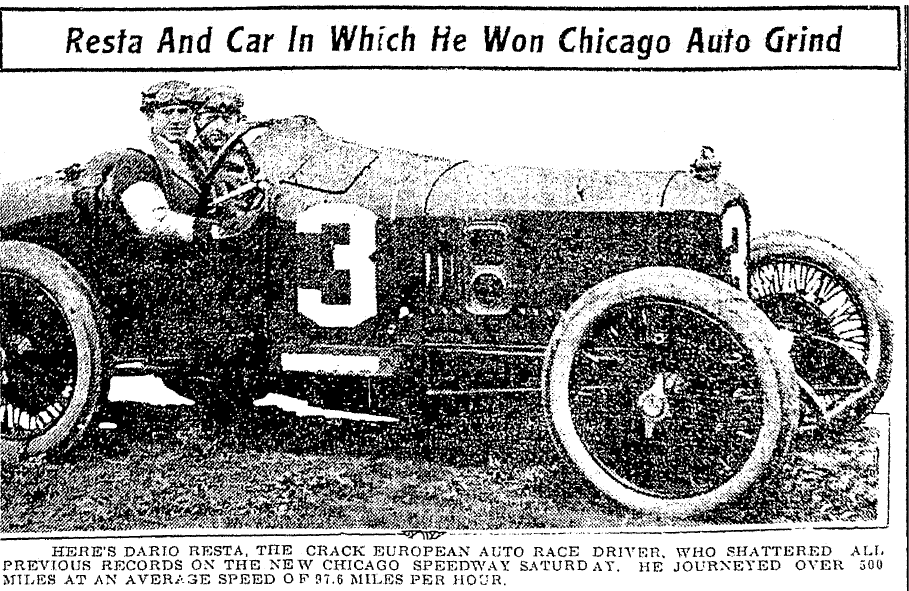 article about car racing, Jackson Citizen Patriot newspaper article 28 June 1915