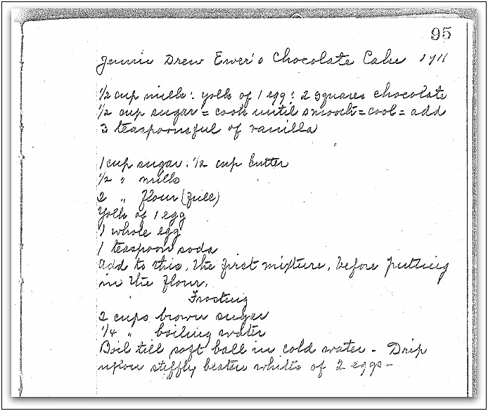Jennie Ewer's chocolate cake recipe