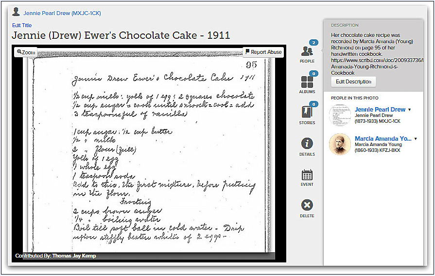 Jennie Ewer's chocolate cake recipe
