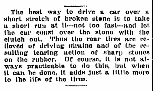 article providing driving tips, Times-Picayune newspaper article 27 December 1915