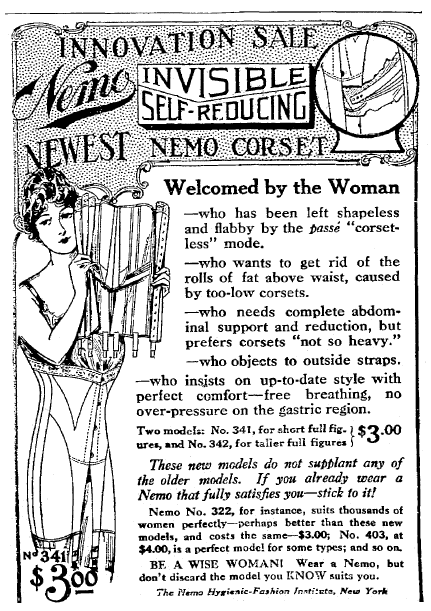 ad for corsets, Trenton Evening Times newspaper advertisement 11 January 1915