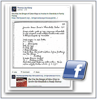 screenshot of a Facebook page showing a recipe for chocolate cake