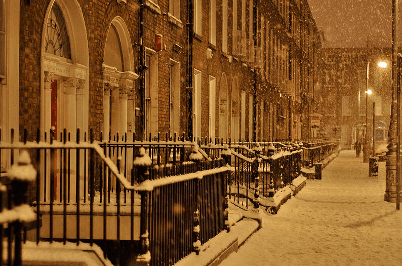 Photo: “The South Side of Mountjoy Square, Dublin, Ireland, in the Snow of January 2010,” Bryan Butler