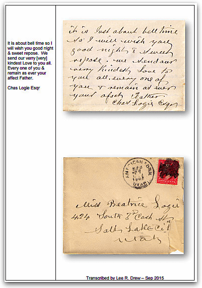 photo of an old family letter transcribed & uploaded by Lee Drew
