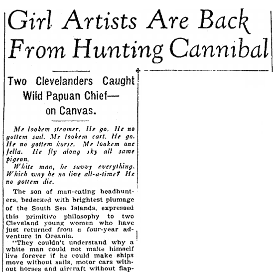 article about Margaret Warner and Caroline Mytinger, Plain Dealer newspaper article 10 February 1930