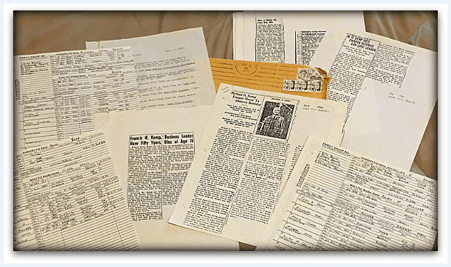 a photo of letters from the Kemp family history archives
