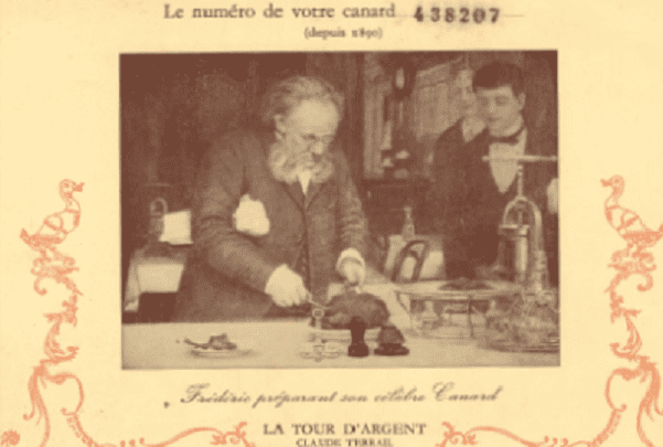 Photo: postcard from the Paris restaurant “La Tour d’Argent.” Credit: Mary Harrell-Sesniak.