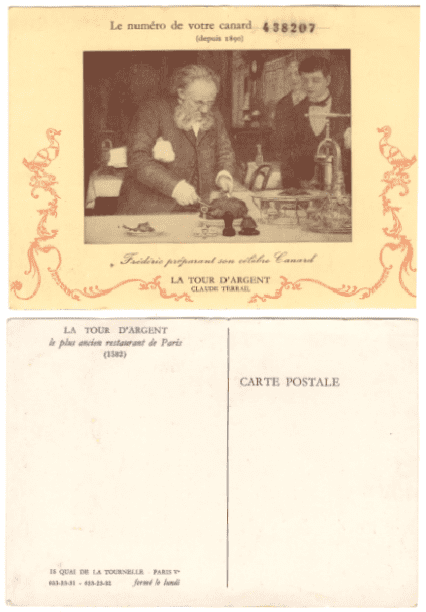 Photo: postcard from the Paris restaurant “La Tour d’Argent”