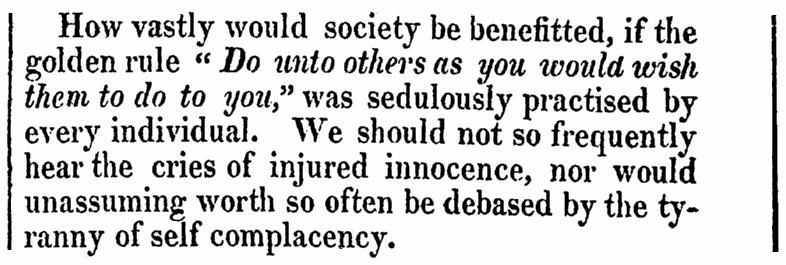 An article on the Golden Rule, Columbian Museum newspaper article 11 February 1817