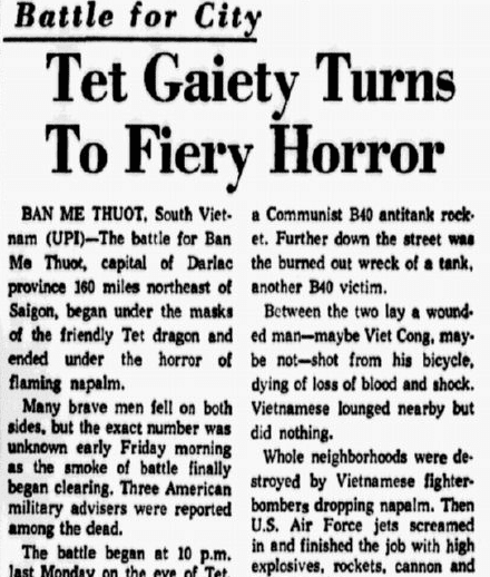 An article about the Tet Offensive during the Vietnam War, Dallas Morning News newspaper article 2 February 1968